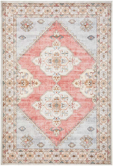 Avril Revive Rose Transitional Polyester Machine Washable Rug